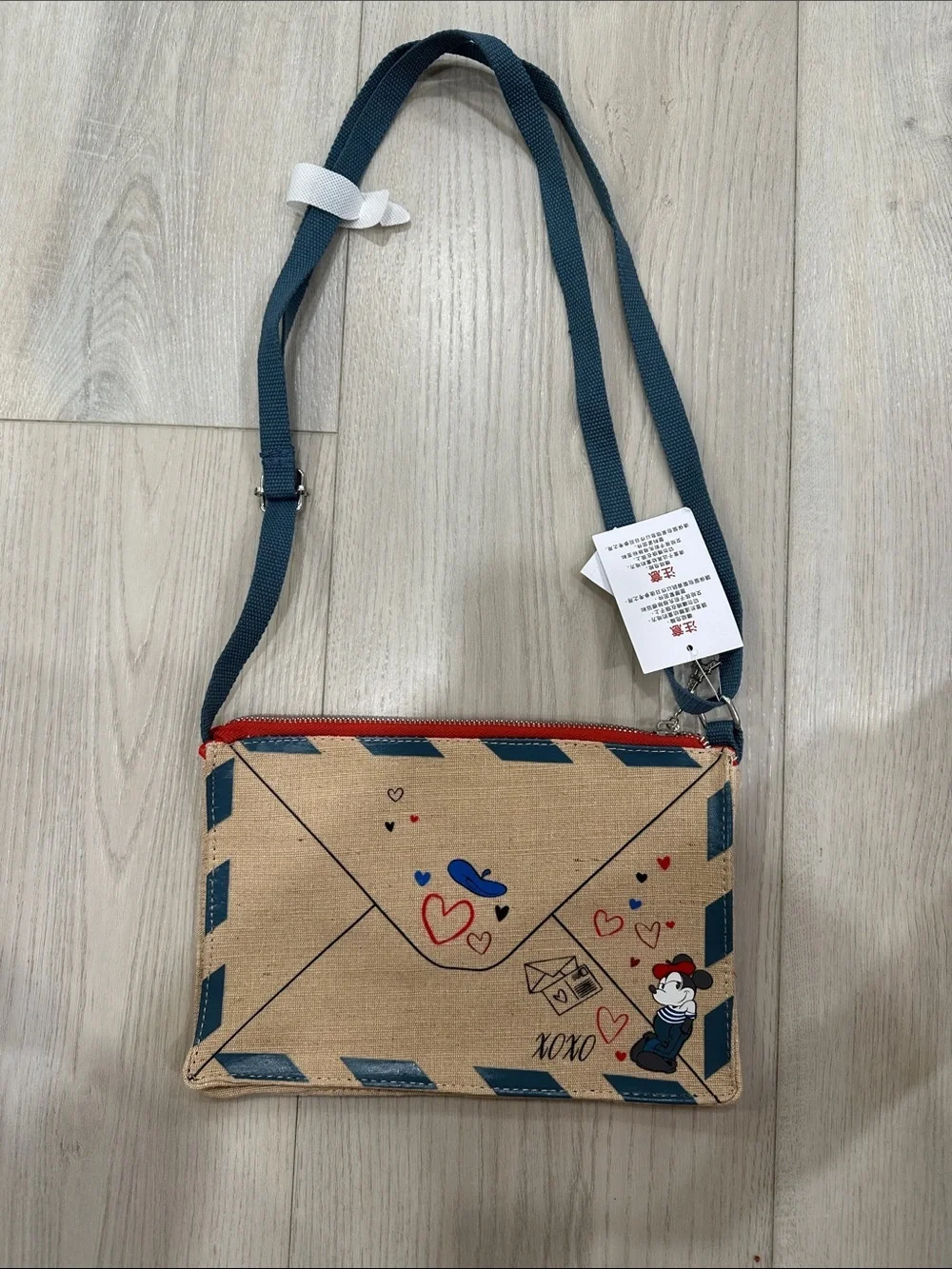 Disneyland Paris Mickey Minnie Pluto Je T’Adore Paris Envelope Crossbody Bag NWT